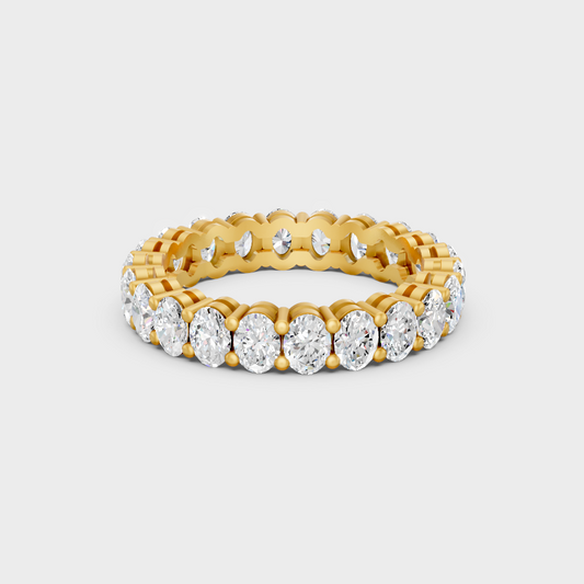 Luxury Oval Diamond Eternity Band Ring In Yellow Gold