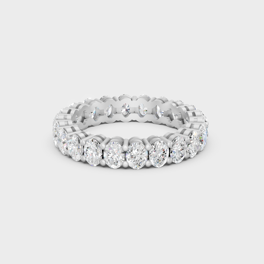 White Gold Oval Diamond Eternity Band Fine Jewelry