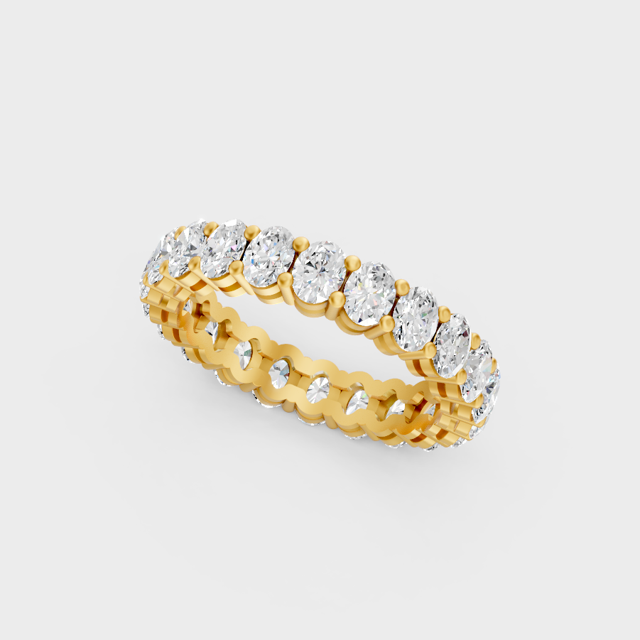 3 Carat Oval Diamond Eternity Ring In Yellow Gold Fine Jewelry