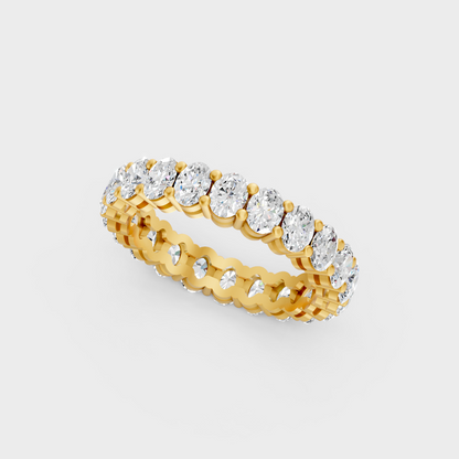 3 Carat Oval Diamond Eternity Ring In Yellow Gold Fine Jewelry
