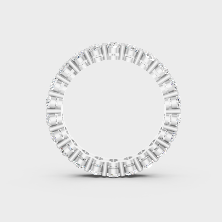 White Gold Oval Diamond Wedding Band With Brilliant Sparkle