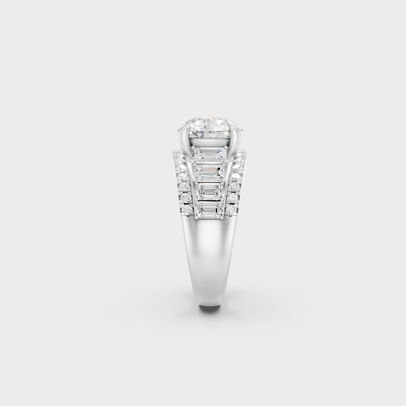White Gold Certified Round Emerald Diamond Ring Elegant Design