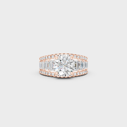 Ethical Lab Grown Round Emerald Ring In Rose Gold