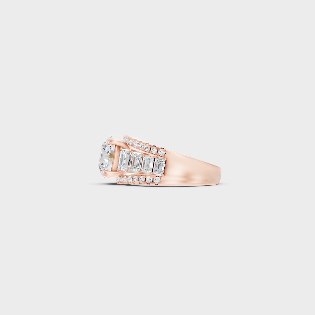 Rose Gold Luxury Round Emerald Diamond Engagement Jewelry