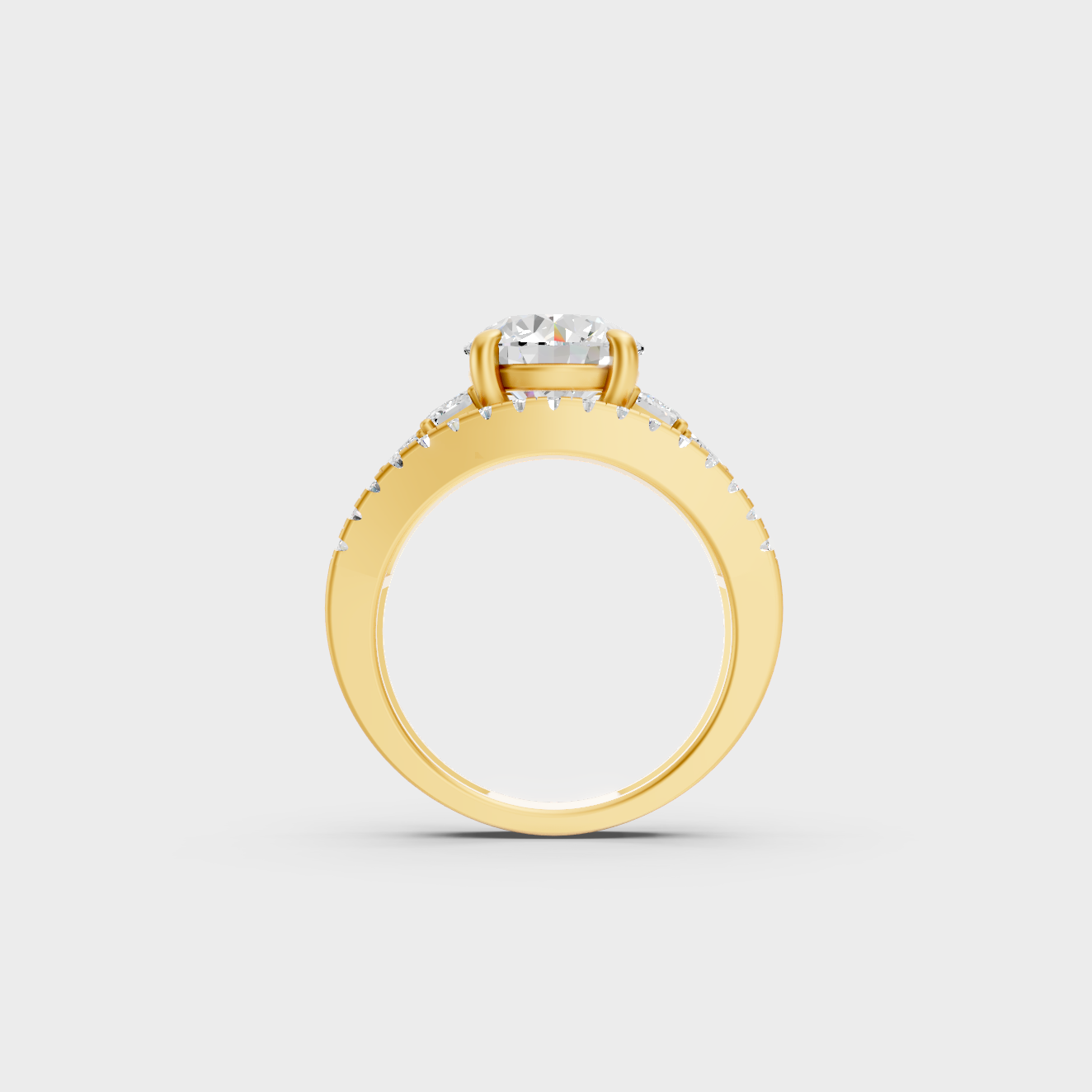 Yellow Gold Round Statement Ring Luxury Jewelry