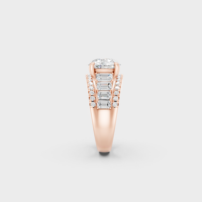 Rose Gold Round Lab Grown Diamond Ring Elegant Luxury Style