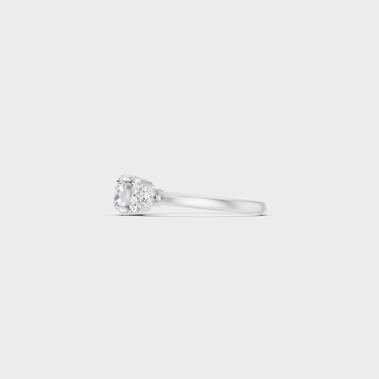 White Gold Certified Round Pear Diamond Ring Elegant Design
