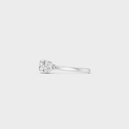 White Gold Certified Round Pear Diamond Ring Elegant Design