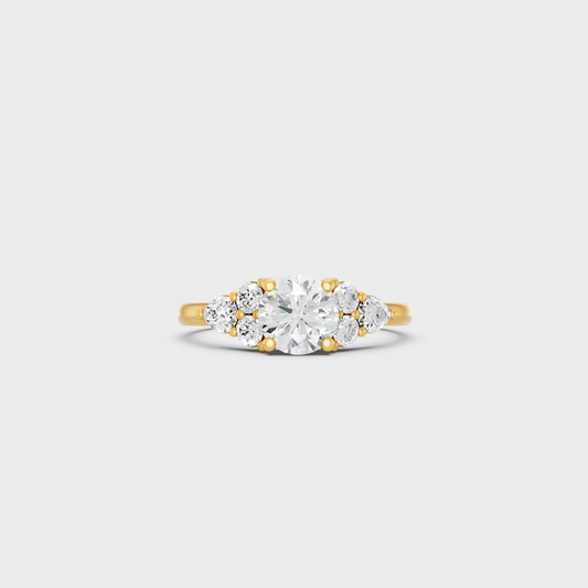 Luxury Round Pear Diamond Engagement Ring In Yellow Gold