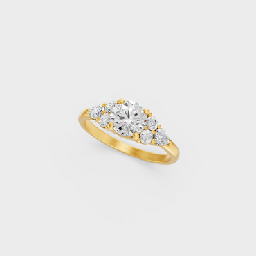 1.53 Ct Round Pear Diamond Ring In Yellow Gold Fine Jewelry