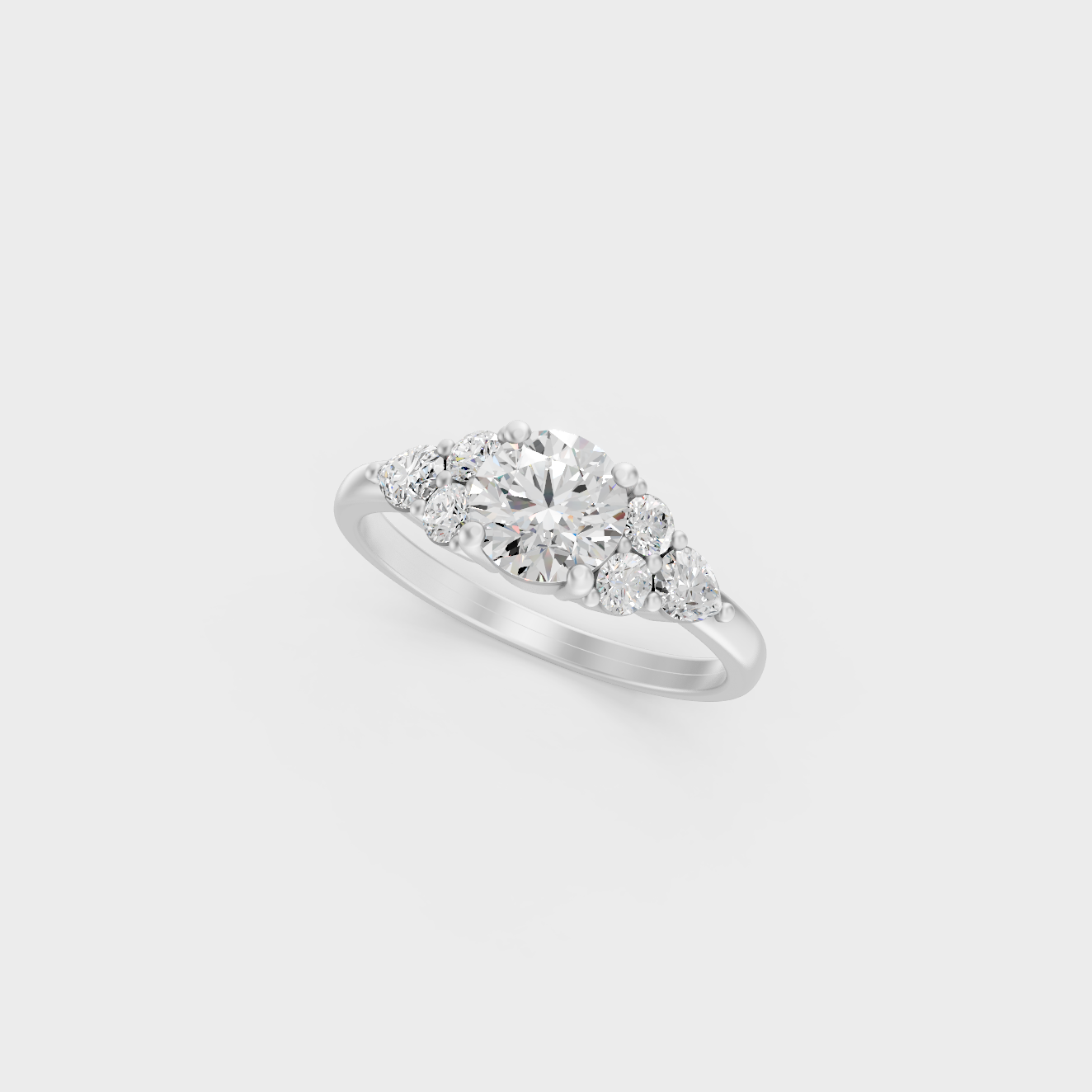 Platinum Round And Pear Cut Diamond Ring Timeless Elegance
