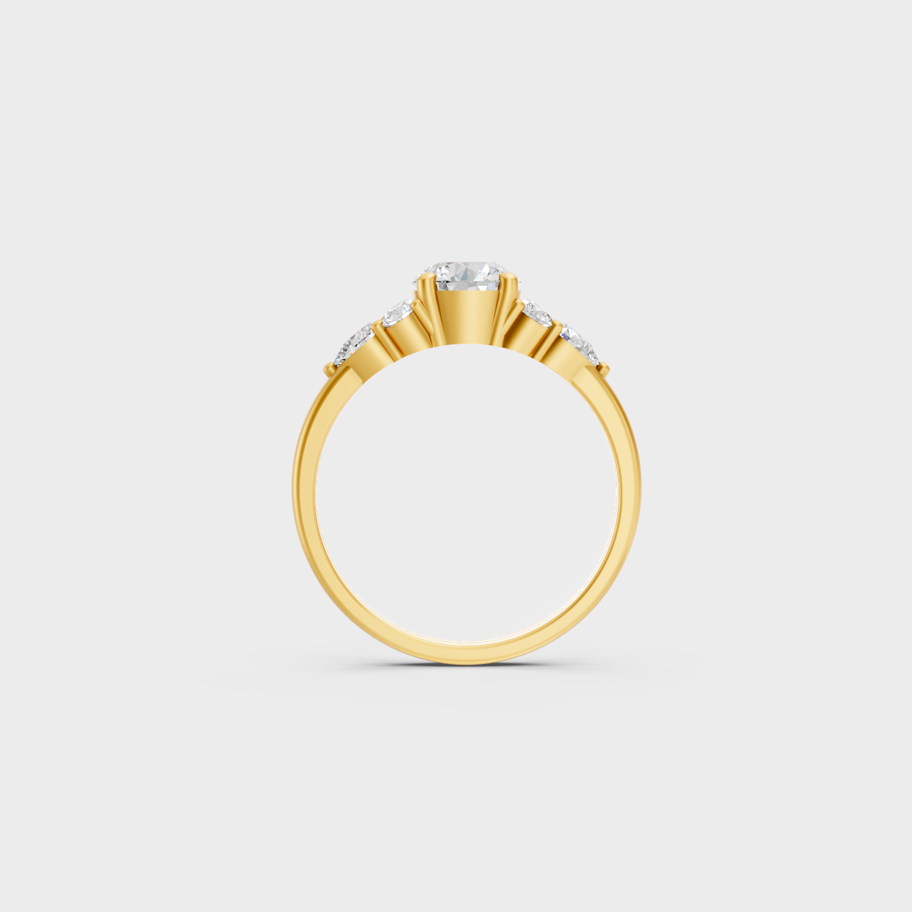 Yellow Gold Round Diamond Bridal Ring Luxury Style