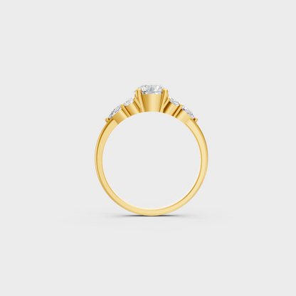 Yellow Gold Round Diamond Bridal Ring Luxury Style