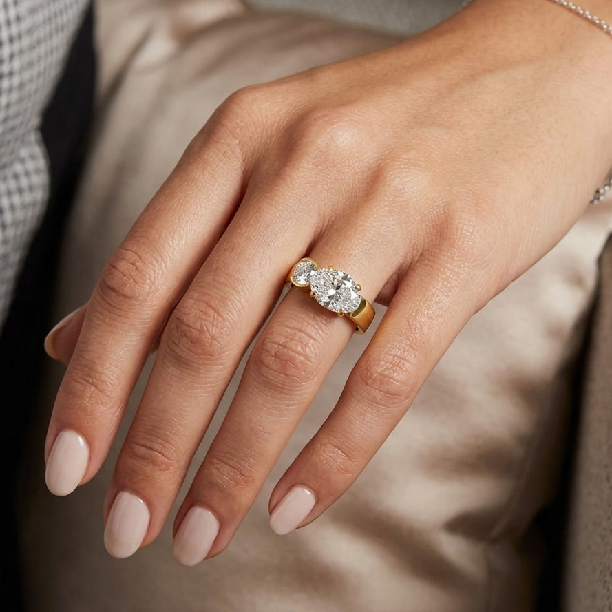 Oval Round Toi Et Moi Diamond Ring In 14K Yellow Gold
