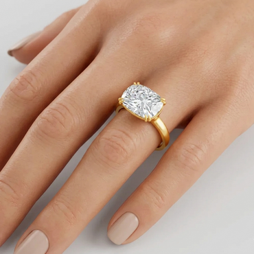 Cushion Cut Diamond Solitaire Ring In 9K Yellow Gold