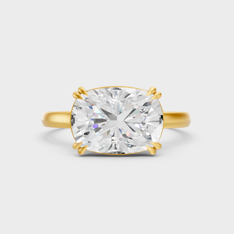 Luxury Cushion Cut Diamond Solitaire Ring In Yellow Gold