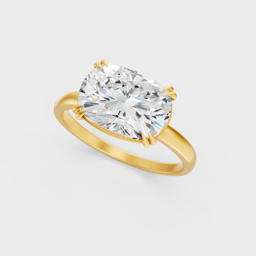 7 Ct Cushion Diamond Ring In Yellow Gold Fine Jewelry