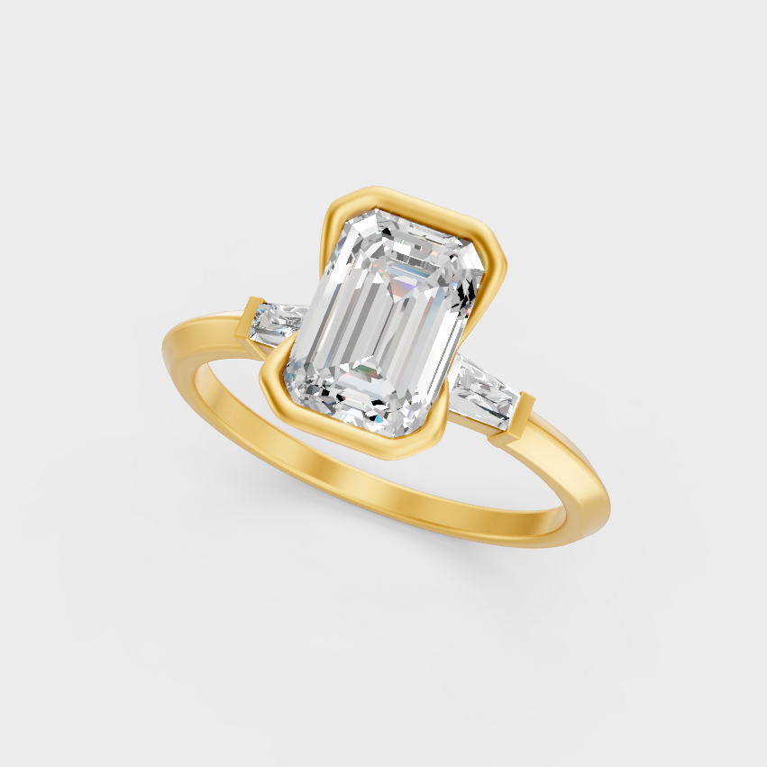 2.34 Ct Emerald Diamond Ring In Yellow Gold Fine Jewelry