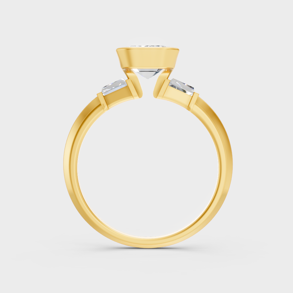 Yellow Gold Emerald Diamond Bridal Ring Luxury Style