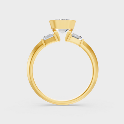 Yellow Gold Emerald Diamond Bridal Ring Luxury Style