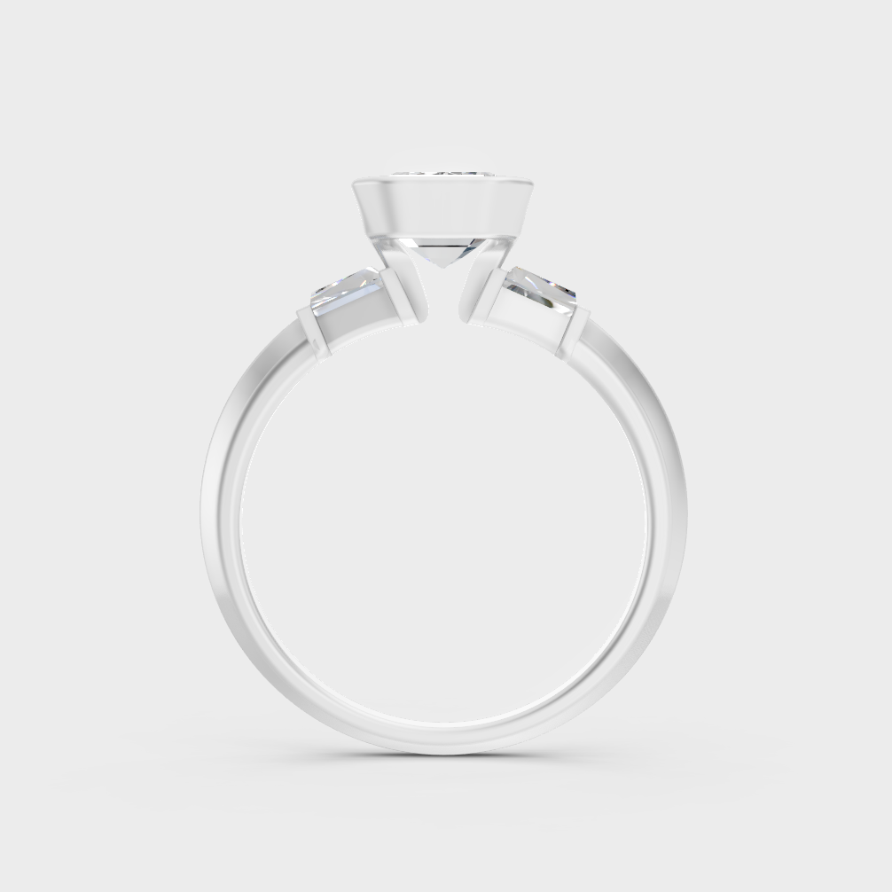 White Gold Emerald Proposal Ring With Brilliant Baguette Accents