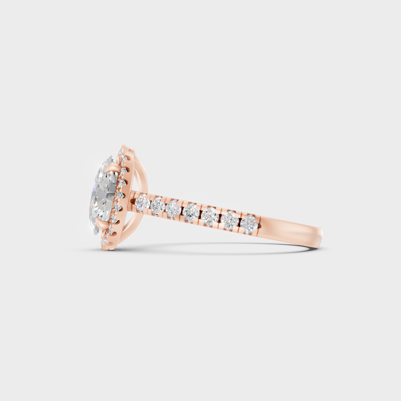 Rose Gold Oval Lab Grown Diamond Halo Ring Elegant Luxury Style