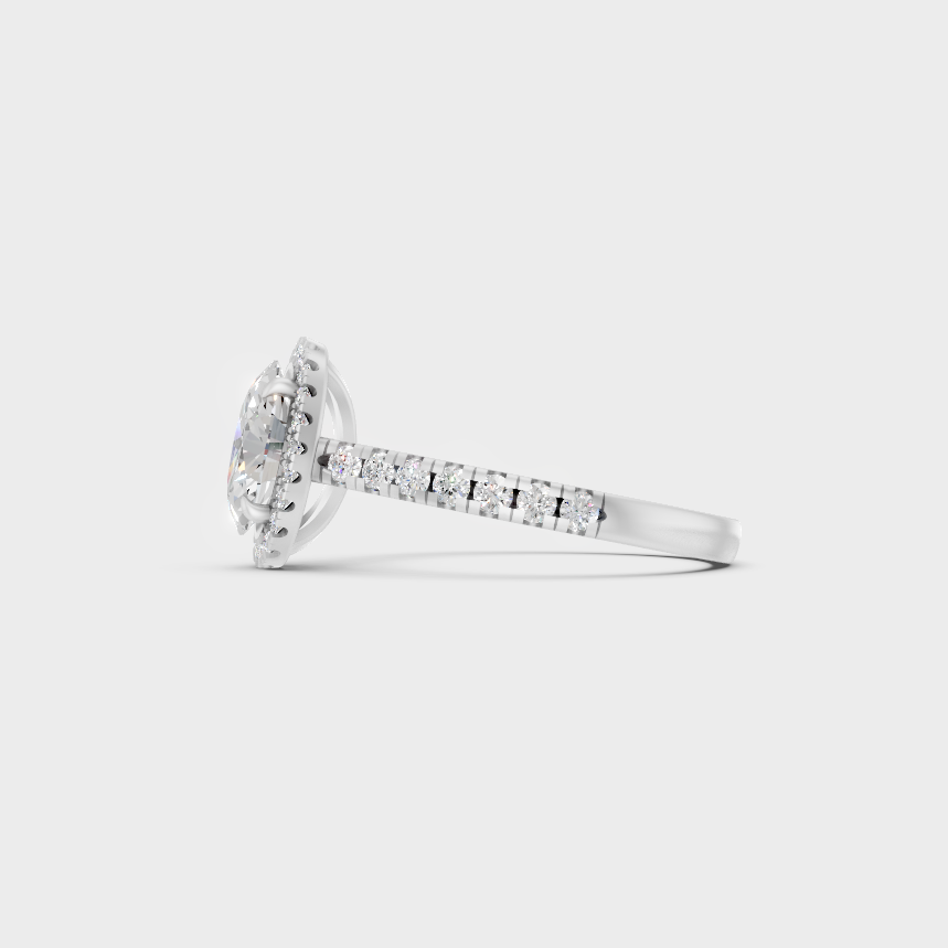 Premium Platinum Oval Halo Diamond Ring Fine Jewelry