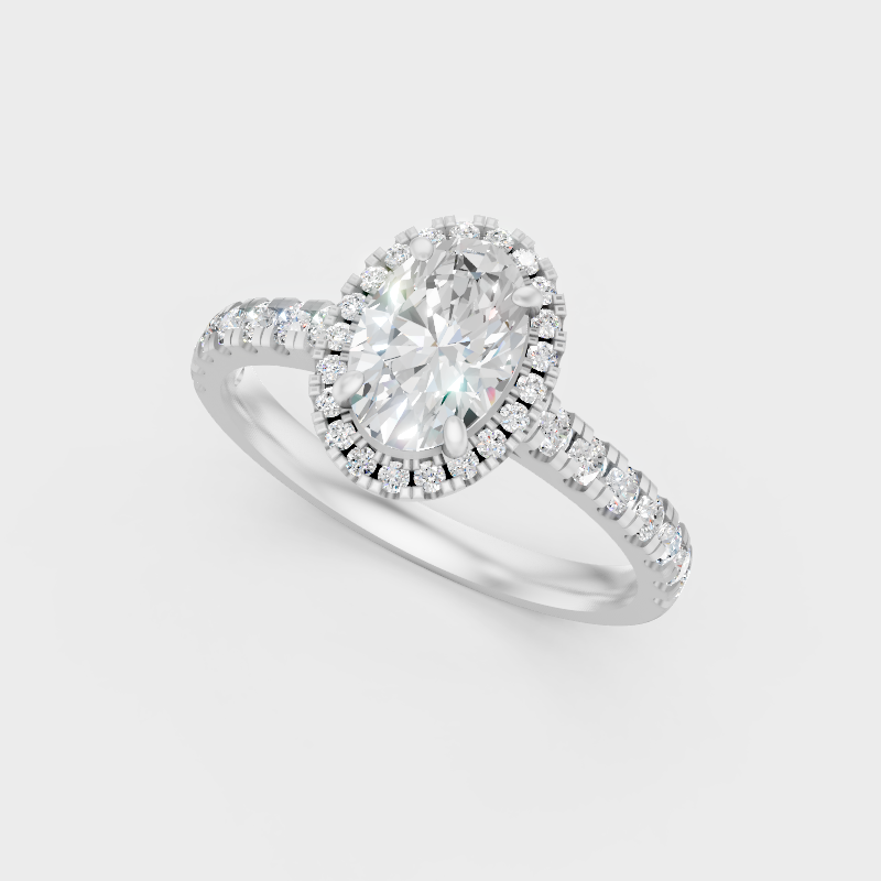 Platinum Oval And Round Cut Halo Ring Timeless Elegance