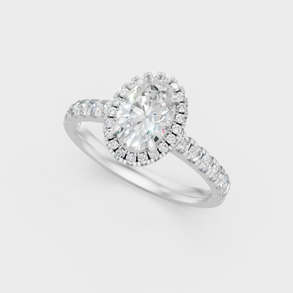 Platinum Oval And Round Cut Halo Ring Timeless Elegance