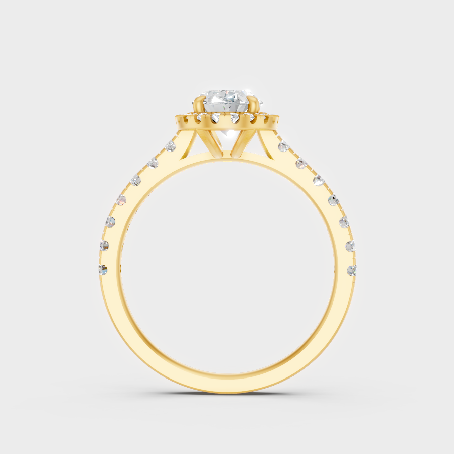 Yellow Gold Oval Diamond Bridal Ring Luxury Style