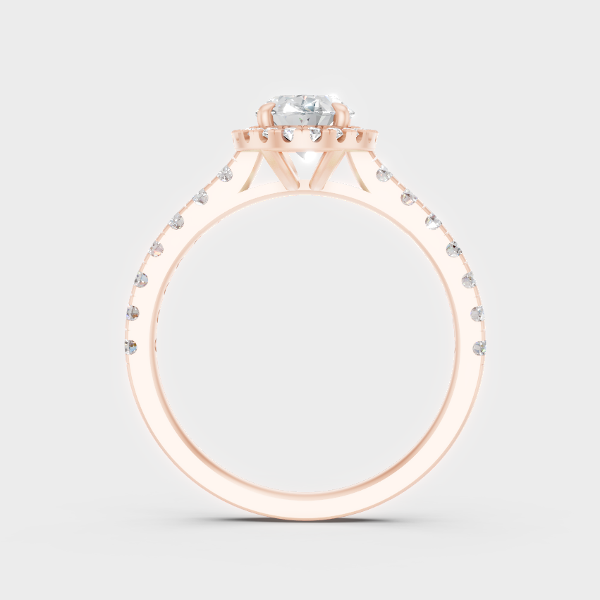 Rose Gold Luxury Oval Halo Diamond Engagement Jewelry