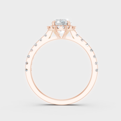 Rose Gold Luxury Oval Halo Diamond Engagement Jewelry