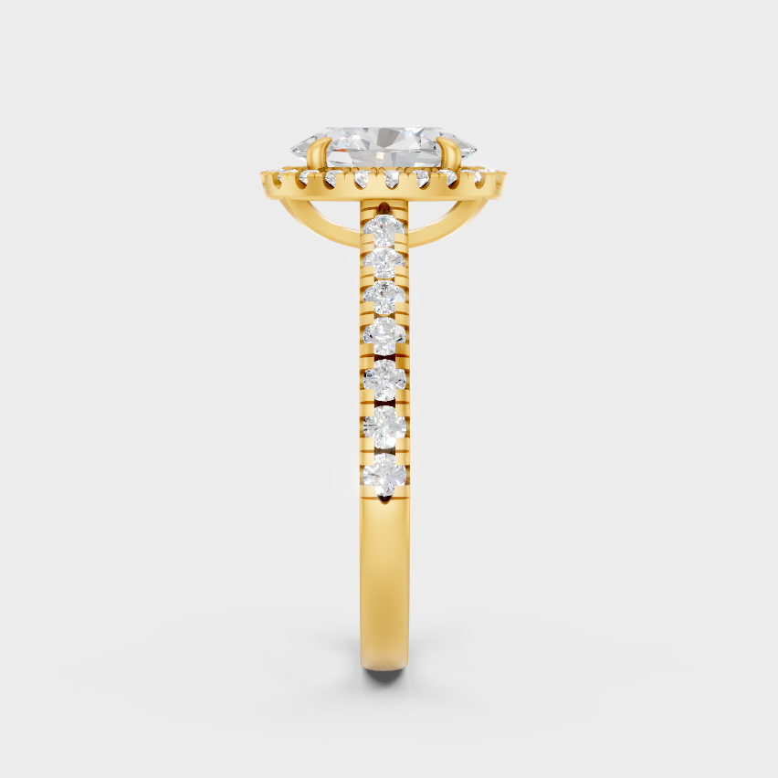 Elegant Oval Proposal Halo Ring In Yellow Gold