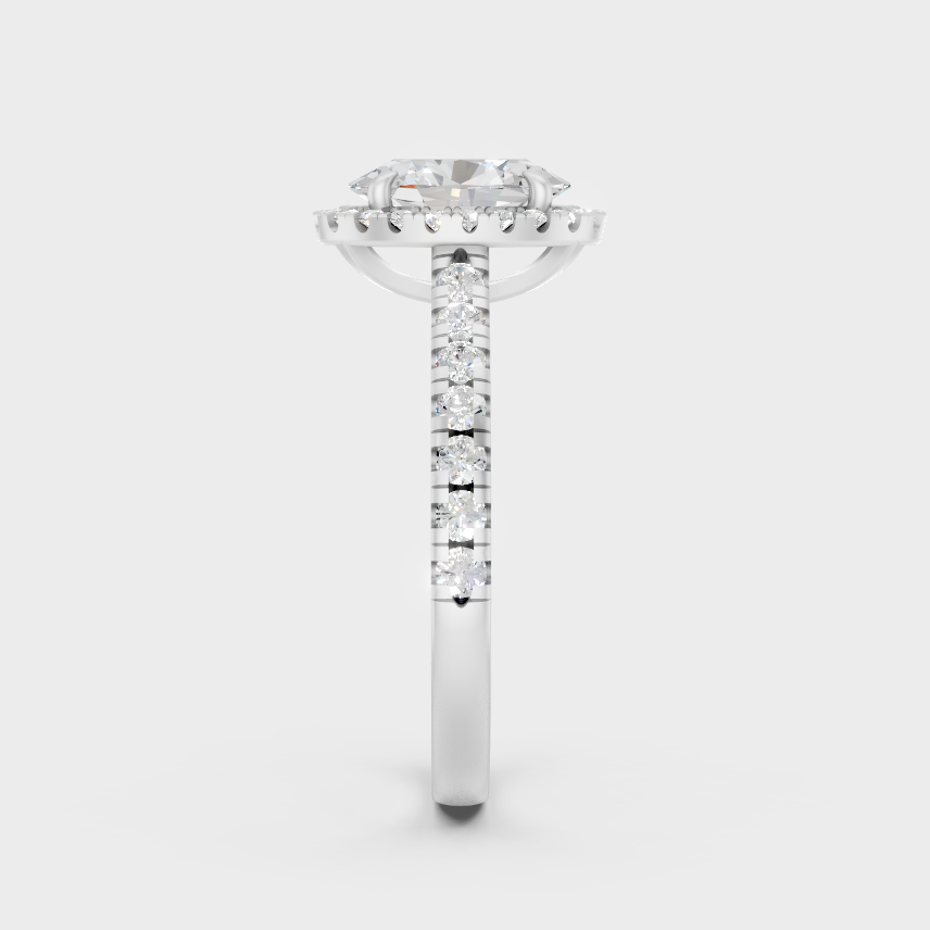White Gold Certified Oval Diamond Halo Ring Elegant Design