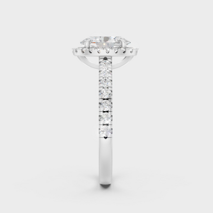 White Gold Certified Oval Diamond Halo Ring Elegant Design