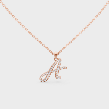 Romantic Rose Gold "A" Alphabet Lab Grown Diamond Pendant for Dainty Layering
