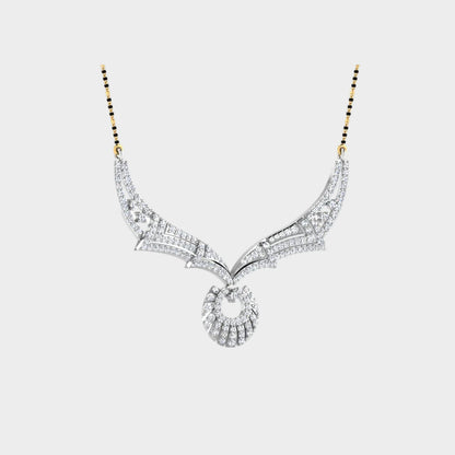 Sleek 18K White Gold Diamond Mangalsutra Featuring A Certified 0.98 Ct Round Brilliance