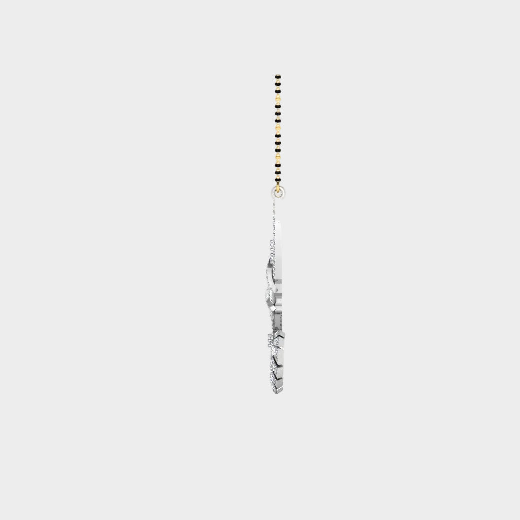  High-Polish 950 Platinum Lab Diamond Mangalsutra With Traditional Black Beads