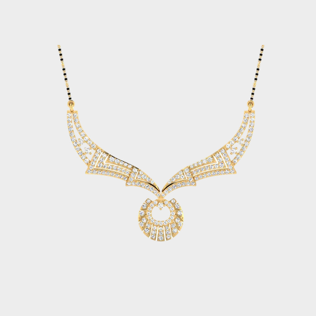0.98 Carat Round Lab-Grown Diamond Mangalsutra In 18K Yellow Gold Classic Design