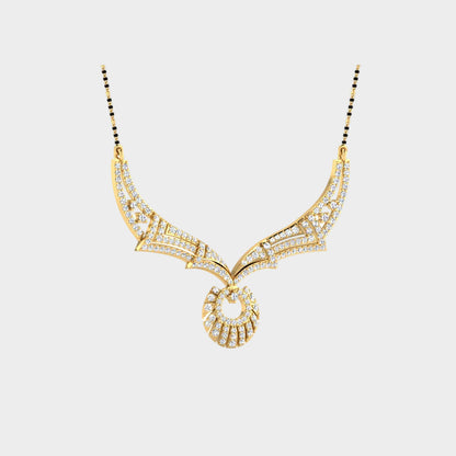 Traditional 14K Yellow Gold Mangalsutra With A Sustainable 0.98 Ct Round Lab Diamond