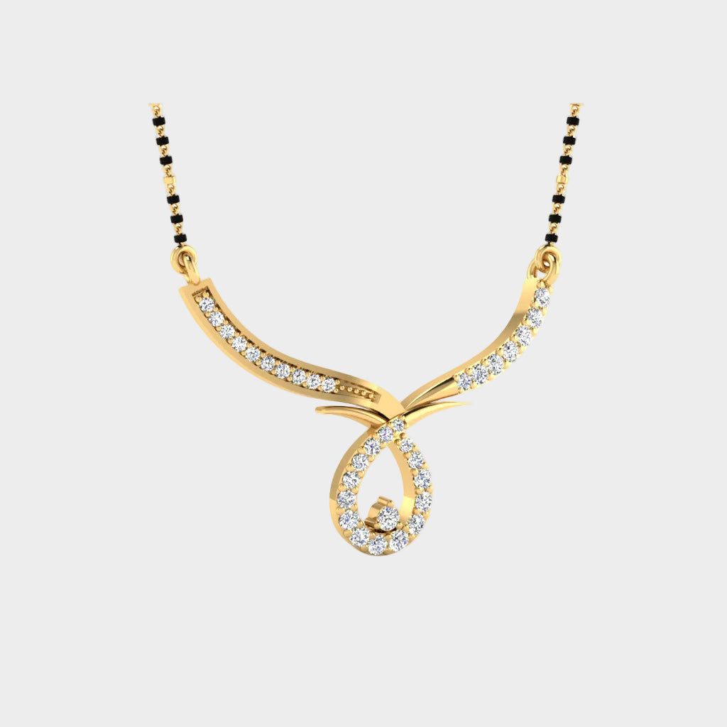 Traditional 14K Yellow Gold Mangalsutra With A Sustainable 0.24 Ct Round Lab Diamond