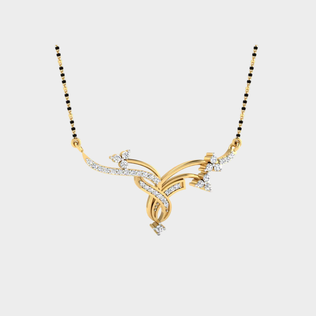 Traditional 14K Yellow Gold Mangalsutra With A Sustainable 0.23 Ct Round Lab Diamond