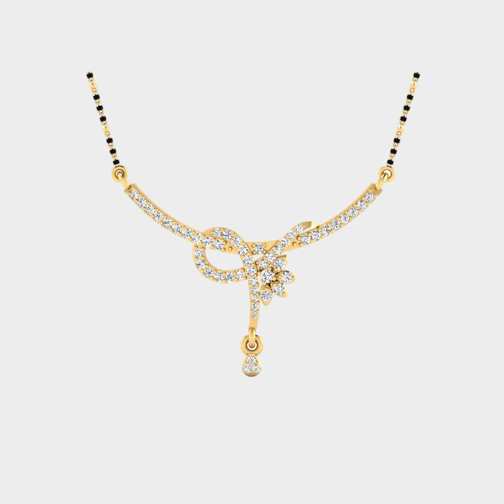 0.29 Carat Round Cut Lab-Grown Diamond Mangalsutra in 14K Yellow Gold