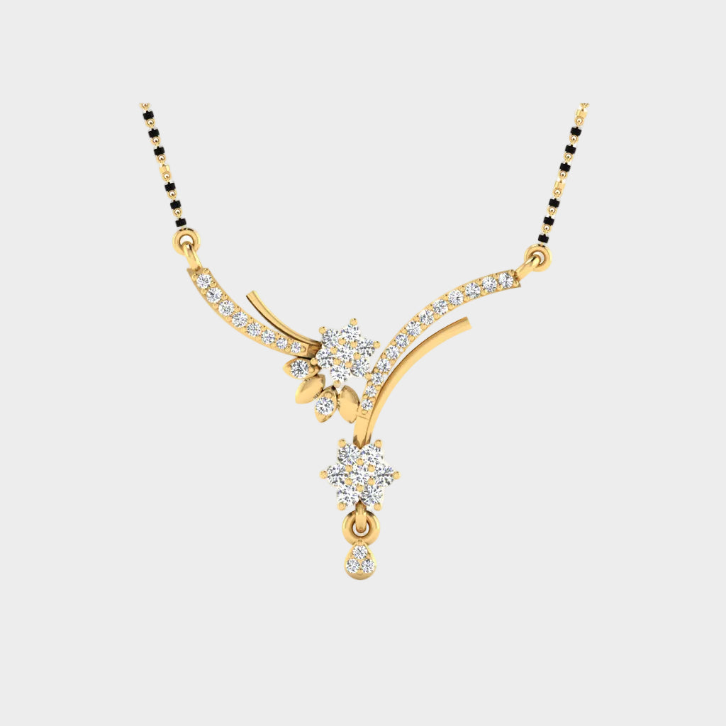 0.29 Carat Round Cut Lab-Grown Diamond Mangalsutra in 14K Yellow Gold