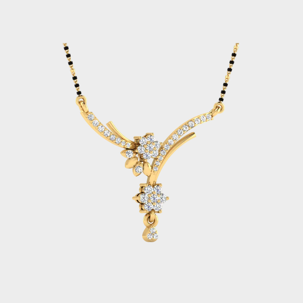 Daily Wear Yellow Gold Mangalsutra with Certified Lab-Grown Diamond