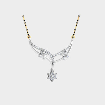Modern Diamond Mangalsutra Design in Polished White Gold Metal