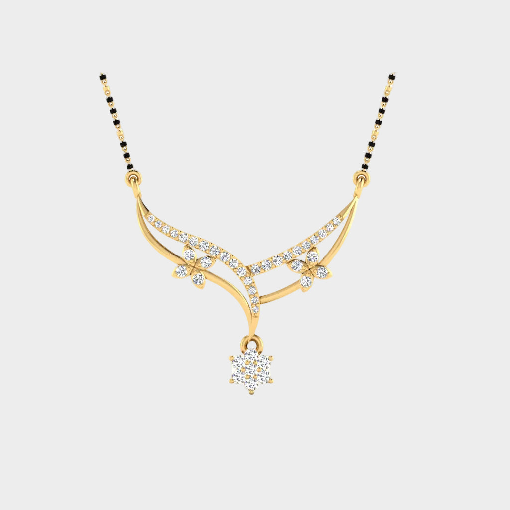 0.28 Carat Round Cut Lab-Grown Diamond Mangalsutra in 14K Yellow Gold