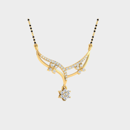 Traditional Diamond Mangalsutra Design in 18K Yellow Gold for Women