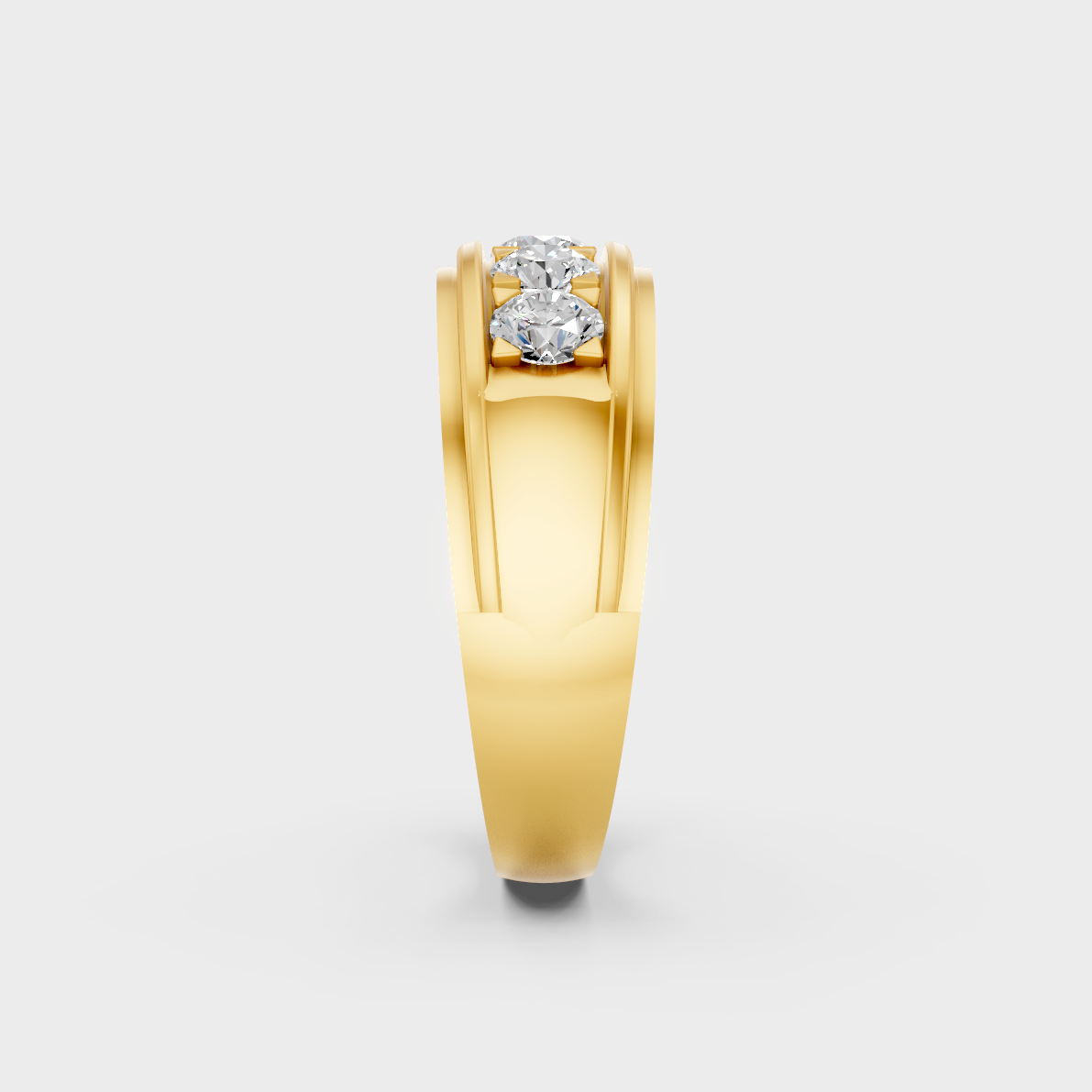 Majestic 0.80 Ct Round Lab-Grown Diamond Men's Wedding Ring in a polished 14K Yellow Gold setting.