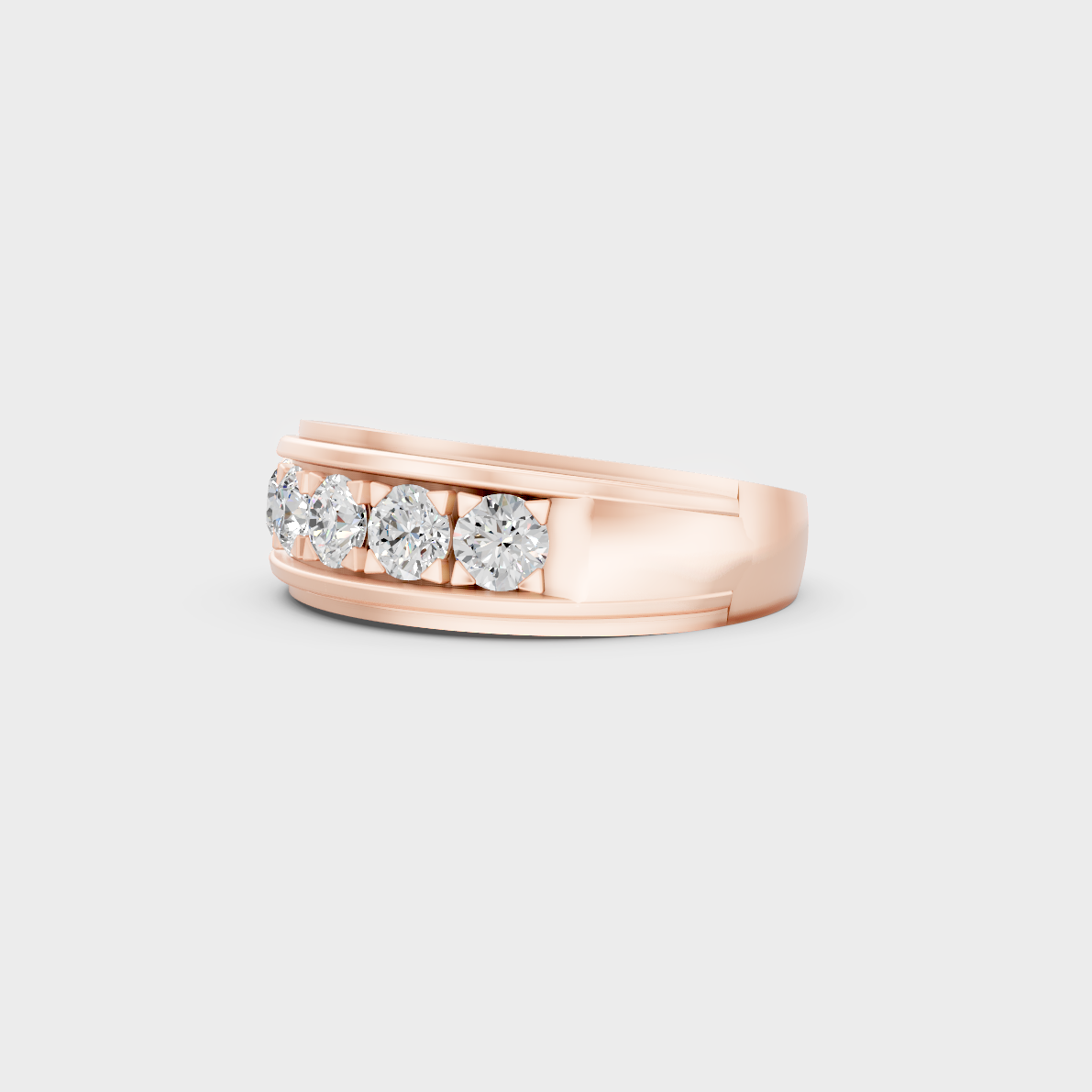 Distinctive 0.80 Carat Round-Cut Lab-Grown Diamond Men's Band in 18K Rose Gold.